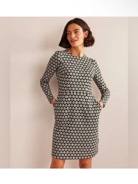 Boden Penelope Jersey Long-Sleeve Floral Cotton Dress 4P